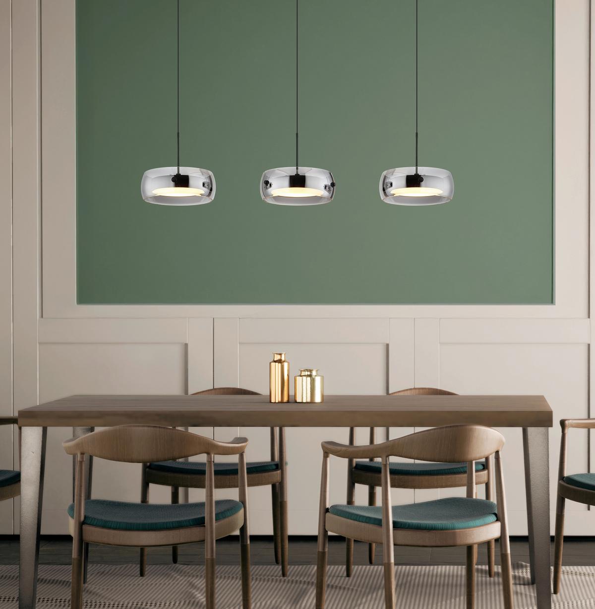 Led-hängeleuchte 16058-3 Livion - Weiss/Schwarz, Design, Glas/Kunststoff (85/20/120cm) - Globo