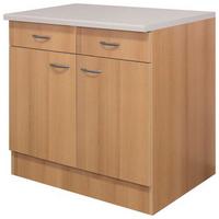Küchenunterschrank in Buchefarbe 'Nano' - Edelstahlfarben/Beige, MODERN, Holzwerkstoff/Kunststoff (100/85/57cm) - FlexWell