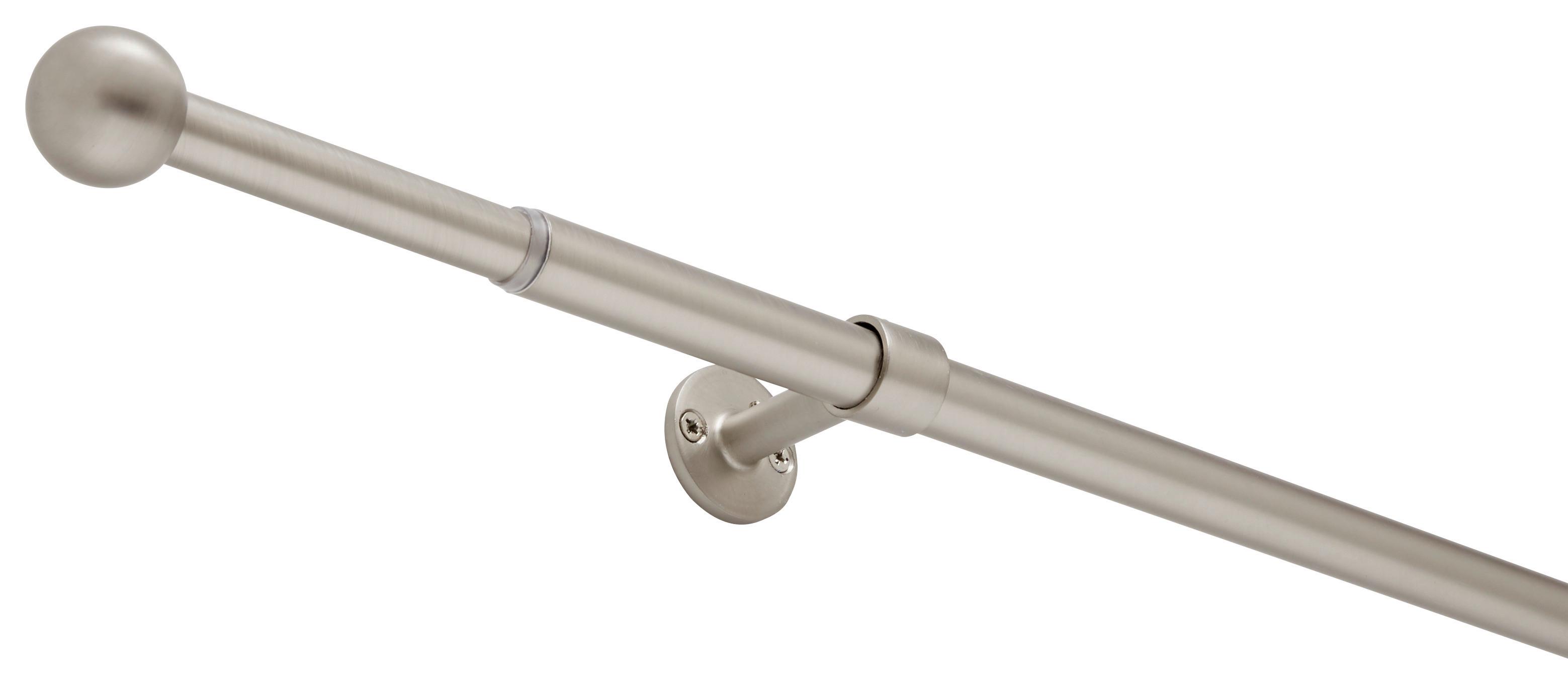 Vorhangstangenset Wand/Decke ca. 160-280cm - Edelstahlfarben, Metall (160-280cm) - Premium Living