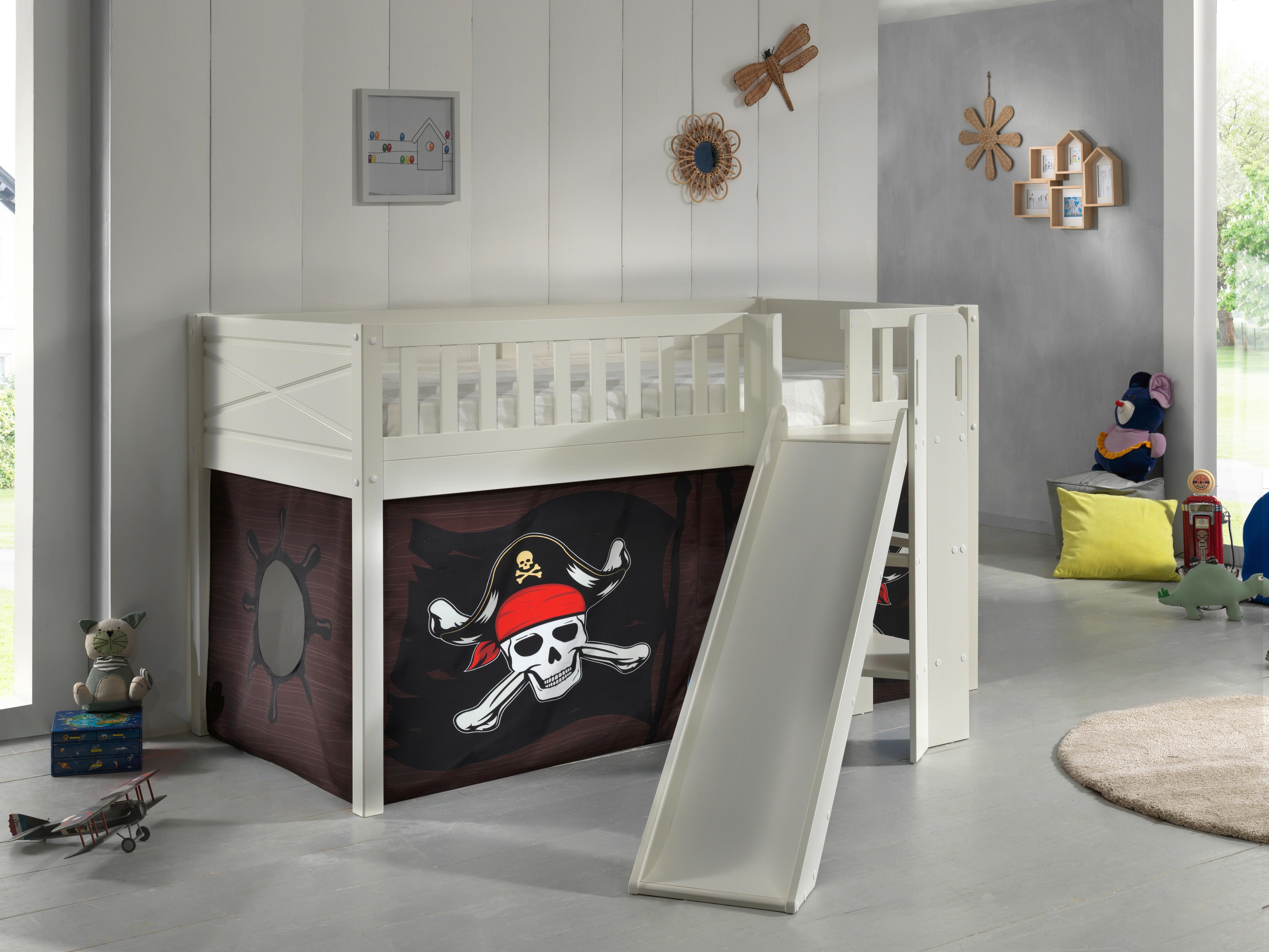 Spielbett Scott Caribian Pirate ca. 90x200 Kiefer Weiß - Naturfarben/Weiß, ROMANTIK / LANDHAUS, Holz (90/200cm) - Vipack