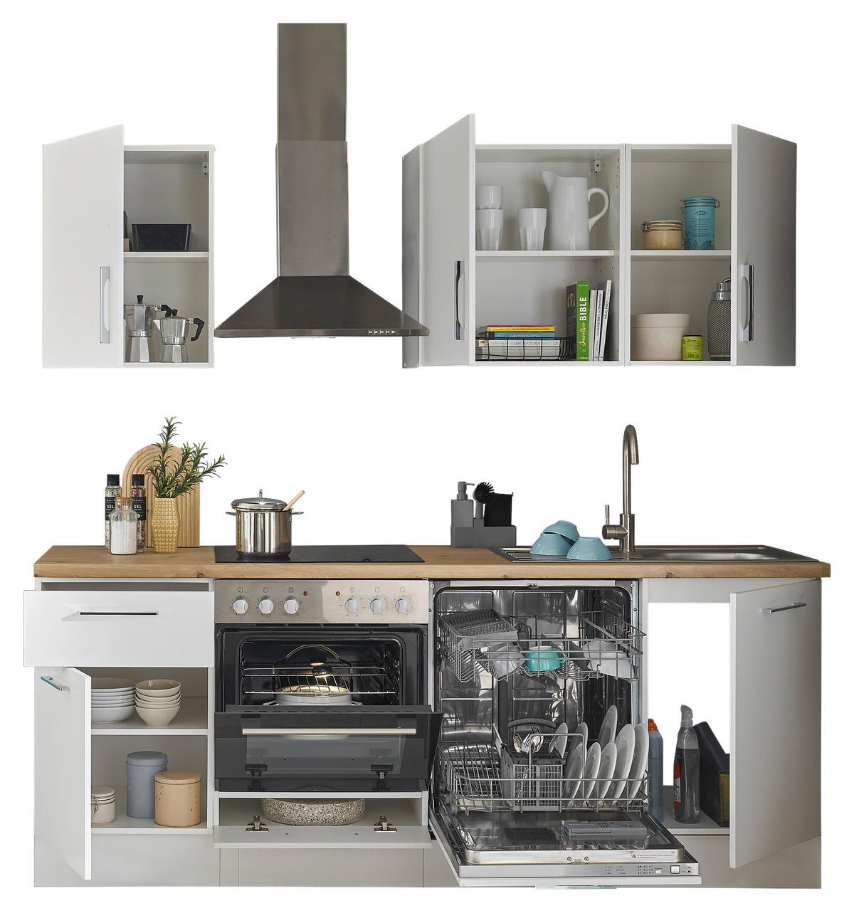 Konyhablokk Gépek Nélkül Turin Z 220 White - króm/Artisan tölgy, Trend, faalapú anyag/fém (220cm) - MID.YOU
