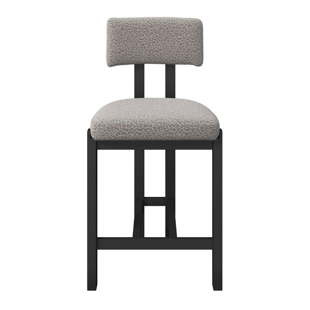 Barhocker Jonna Hellgrau Bouclé Gepolstert - Hellgrau/Schwarz, MODERN, Holz/Textil (51/102/54cm) - Bessagi Home