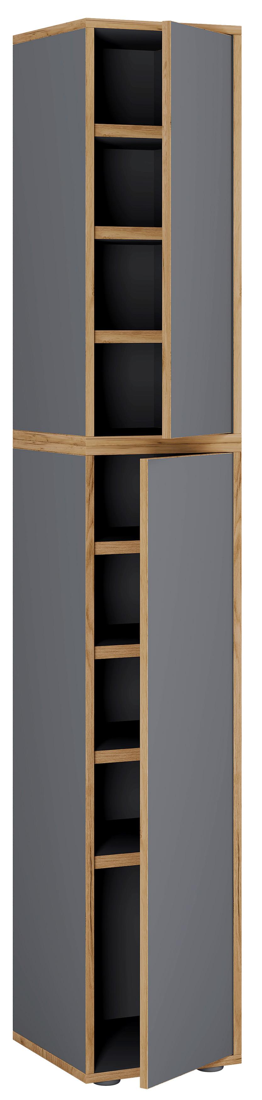 Omara Za Čevlje Salia, Antracit, Barva Hrasta - bela/medeni hrast, Design, leseni material (30/183/33cm) - MID.YOU