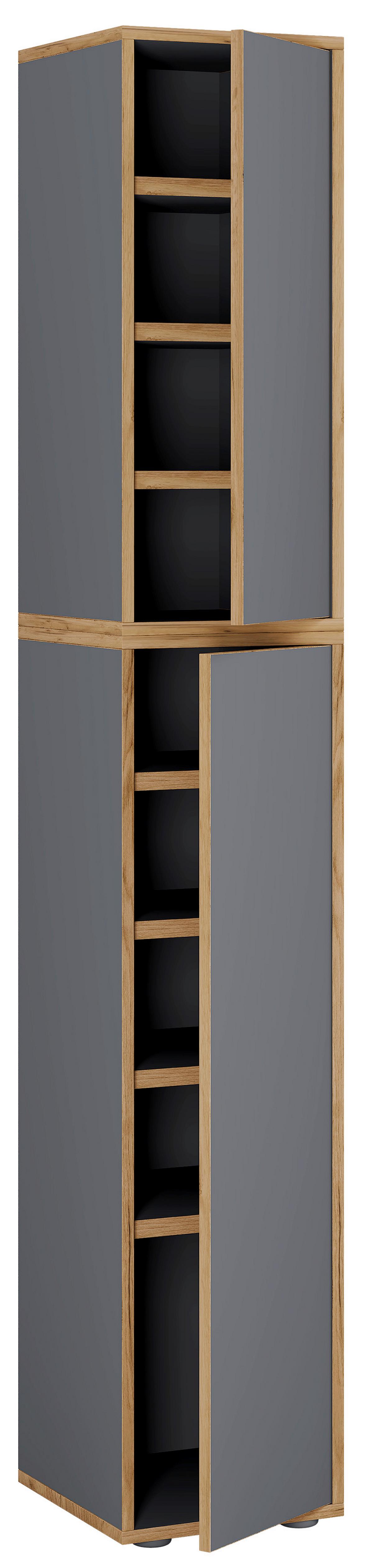 Omara Za Čevlje Salia, Antracit, Barva Hrasta - bela/medeni hrast, Design, leseni material (30/183/33cm) - MID.YOU