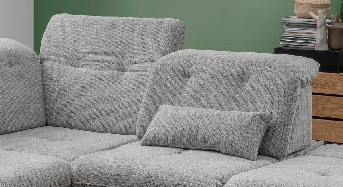 Wohnlandschaft Dalida Silberfarben Chenille - Chromfarben/Silberfarben, Design, Textil/Metall (280/254cm) - Livetastic