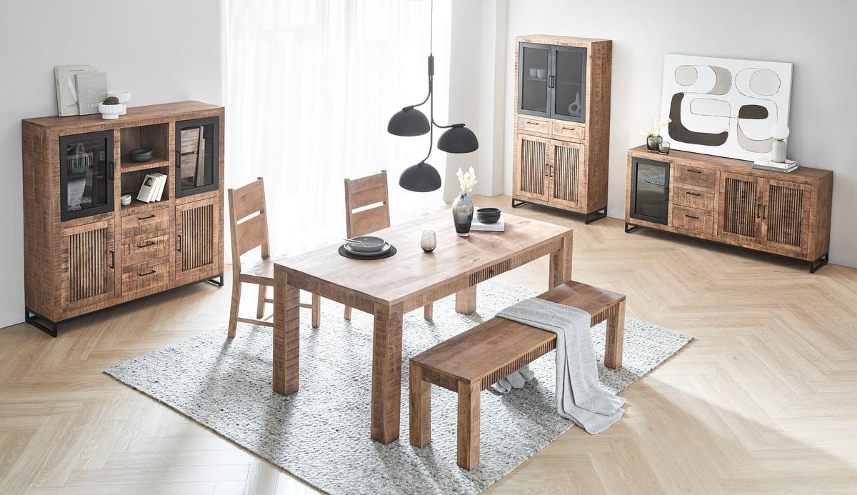 KOMODA WYSOKA HERITAGE  -EXKLUSIV- - kolor naturalny/czarny, Design, metal/drewno (135/140/40cm) - Carryhome