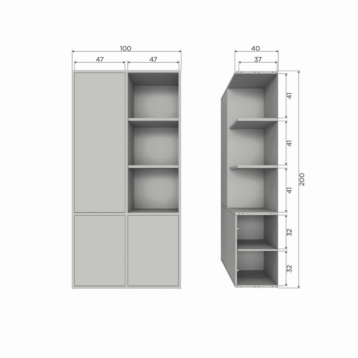 Mehrzweckschrank Merel Grauweiß B: 100 cm - Grauweiß, Design, Holz (100/200/40cm) - Livetastic