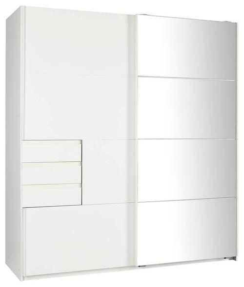 Tolóajtós Szekrény Tükörrel Oldenburg - fehér, Konventionell, műanyag/faalapú anyag (180/198/64cm) - Mömax