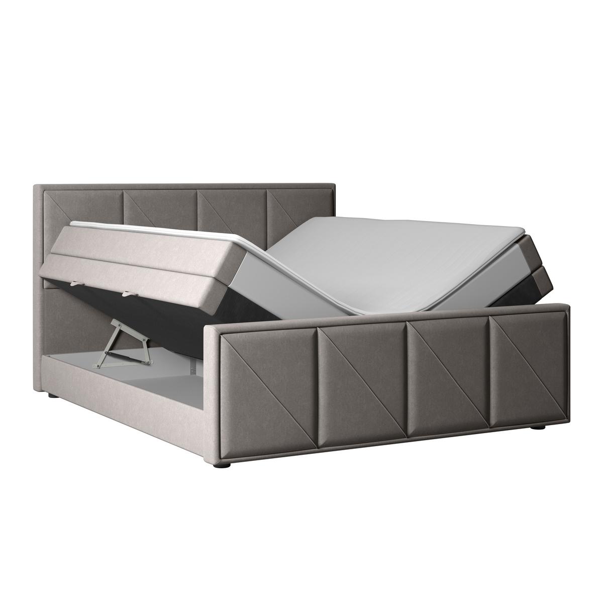 Boxspringbett Oslo Hellgrau ca. 180x200 cm Hellgrau - Hellgrau/Schwarz, MODERN, Holzwerkstoff/Kunststoff (180/200cm) - MID.YOU