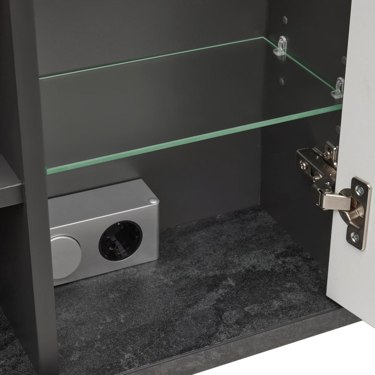 Spiegelschrank Camillo Anthrazit/Schwarz - Schwarz, MODERN, Glas/Holzwerkstoff (110/74/20cm) - Mömax