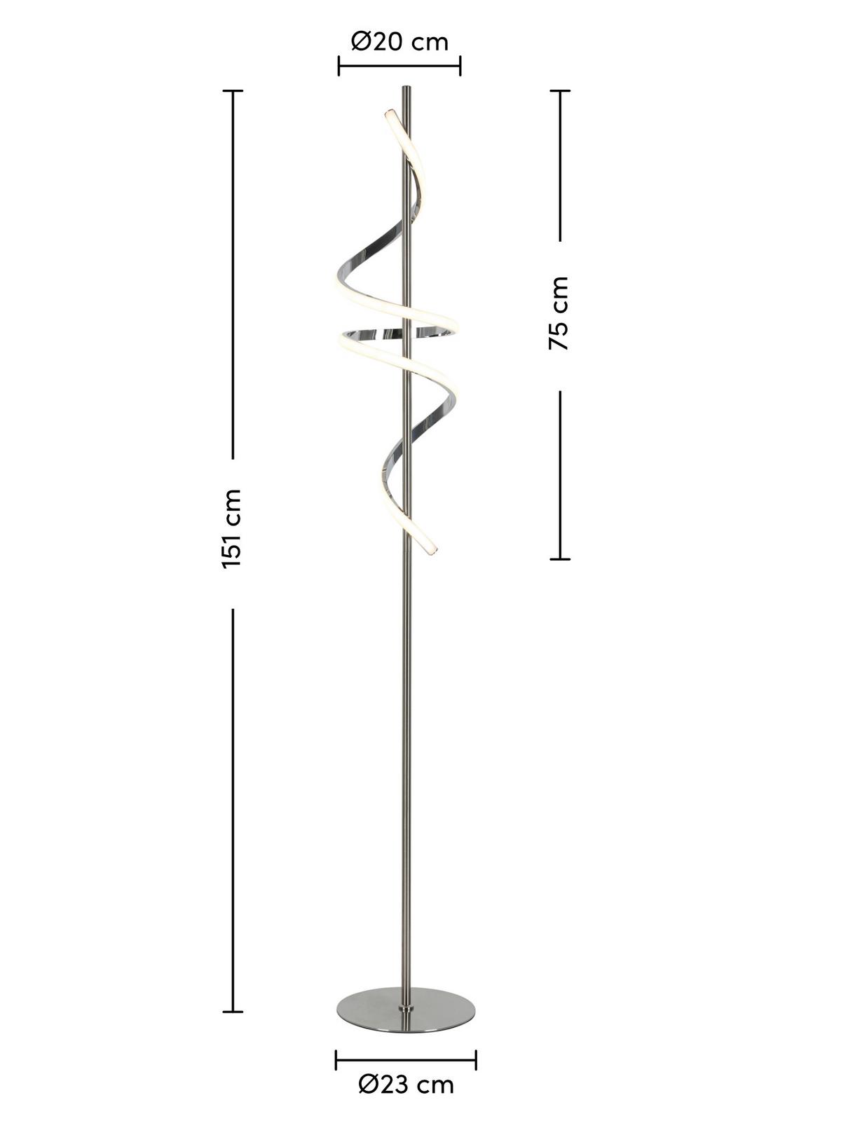LED-Stehleuchte Lina Chrom/Nickelfarben max. 15 W - Chromfarben/Nickelfarben, Modern, Kunststoff/Metall (23/151cm) - Mömax