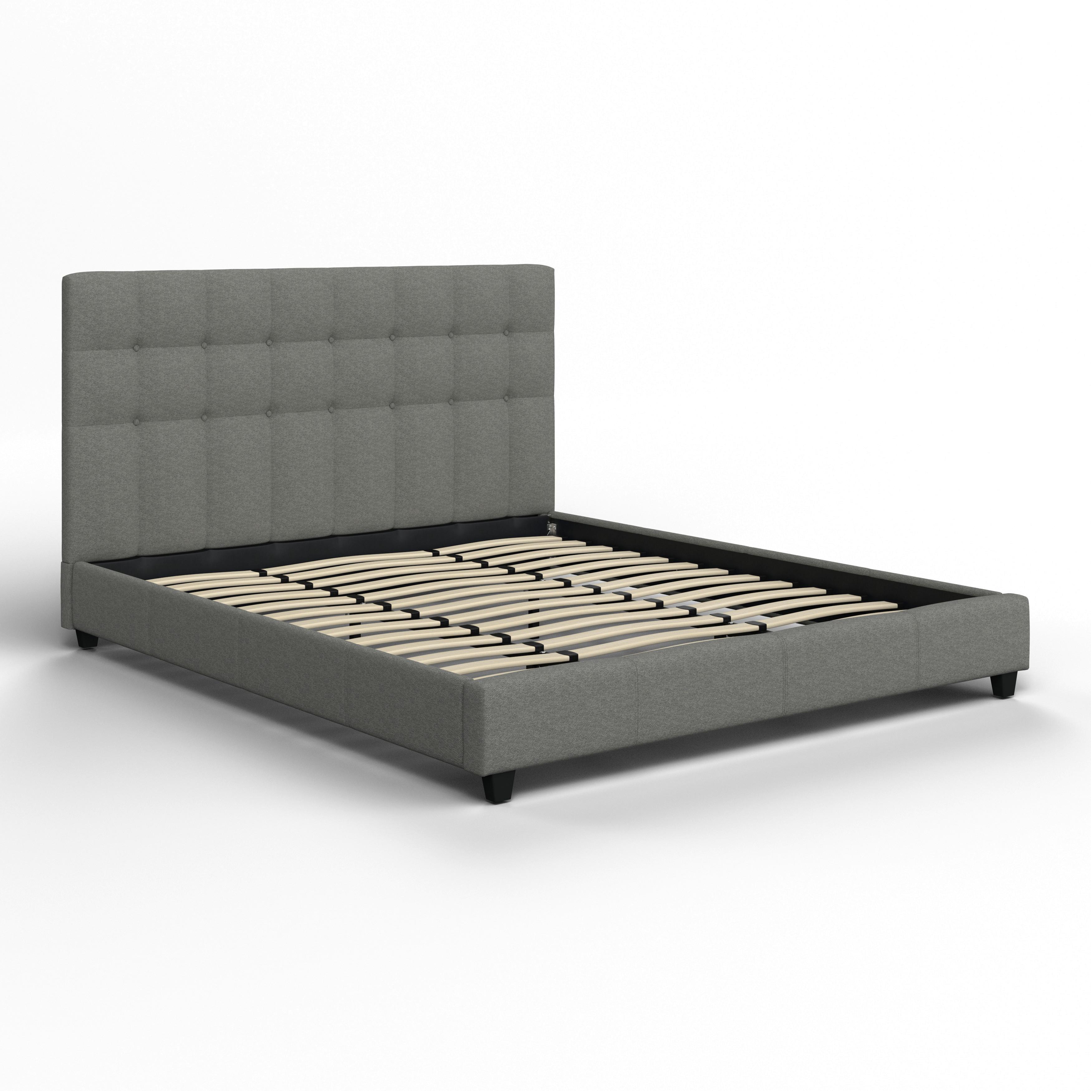 STOPPAD SÄNG FREDERICO - ljusgrå/svart, Modern, metall/trämaterial (180/200cm) - Bessagi Home