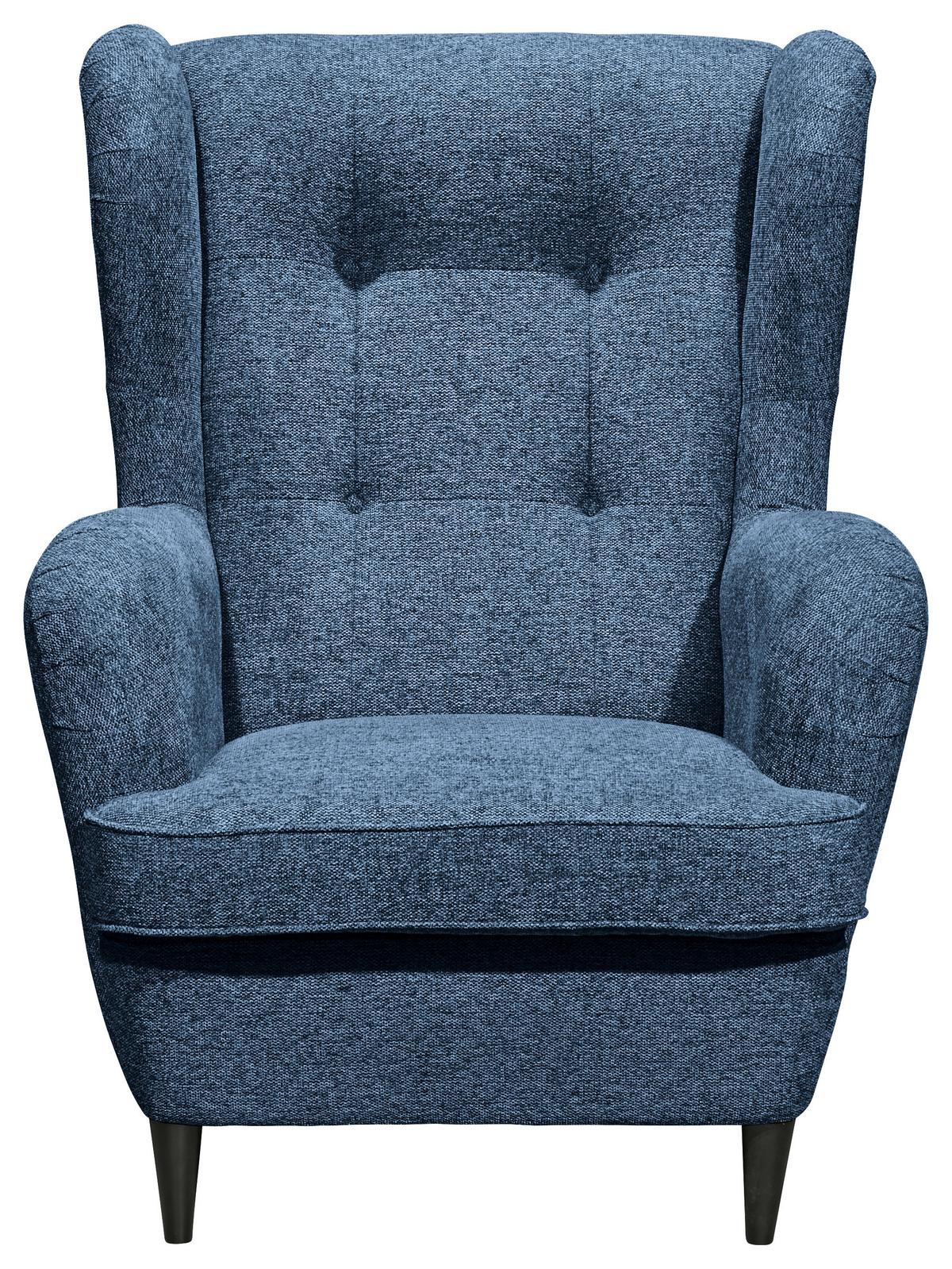 FOTEL USZAK OSKAR - ciemnoniebieski/czarny, Basics, materiał drewnopochodny/tkanina (78/102/98cm) - MID.YOU