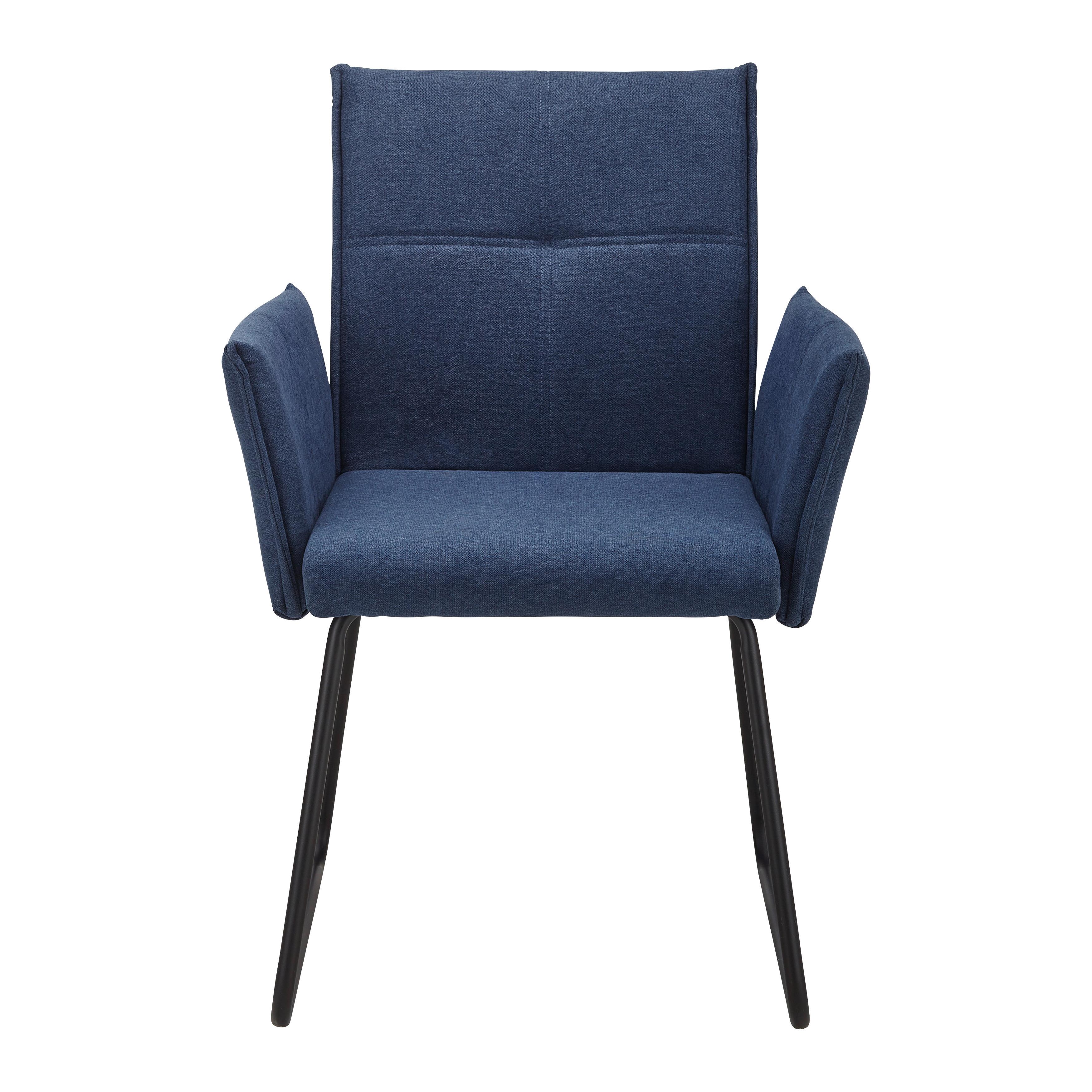 KRZESŁO Z PODŁOKIETNIKAMI MANILA - niebieski/czarny, Modern, metal/drewno (60/90/61cm) - Bessagi Home