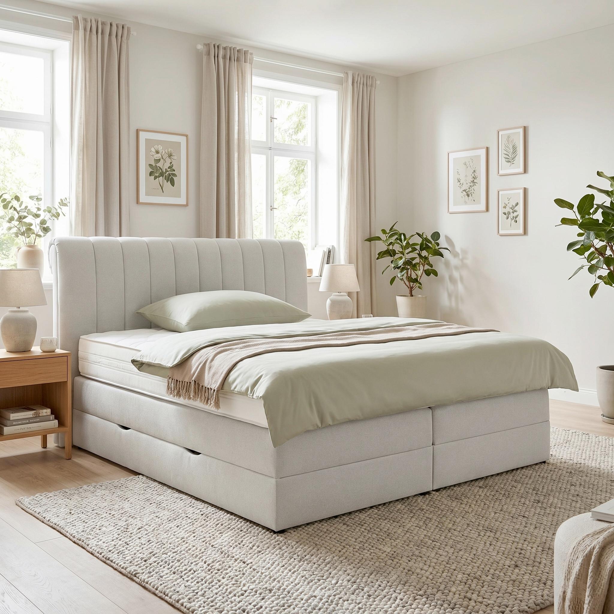 Boxspringbett Belano Grau ca. 200x200cm - Grau, KONVENTIONELL, Holz/Holzwerkstoff (200/200cm) - Premium Living