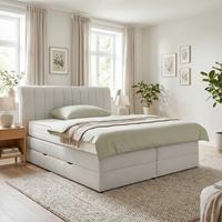 Boxspringbett Belano Grau ca. 200x200cm - Grau, KONVENTIONELL, Holz/Holzwerkstoff (200/200cm) - Premium Living