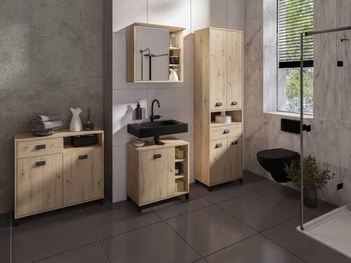 Waschbeckenunterschrank Wellness B: 60 cm Eiche Dekor - Anthrazit/Schwarz, MODERN, Holzwerkstoff/Kunststoff (60/62/34cm) - MID.YOU