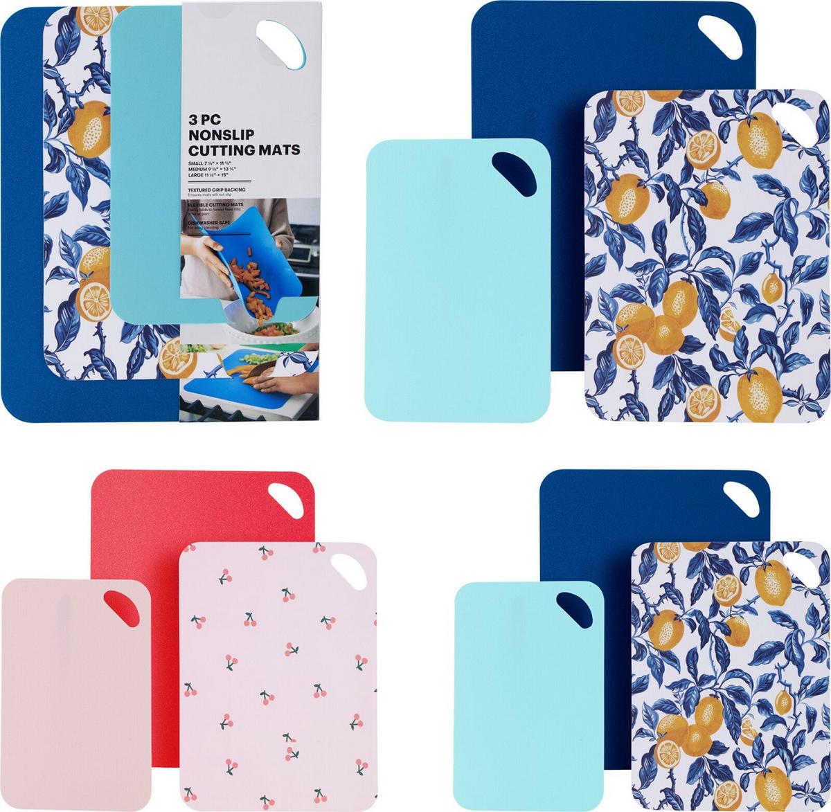 Vágódeszkakészlet 3db/csomag Cherry / Lemon - többszínű, műanyag