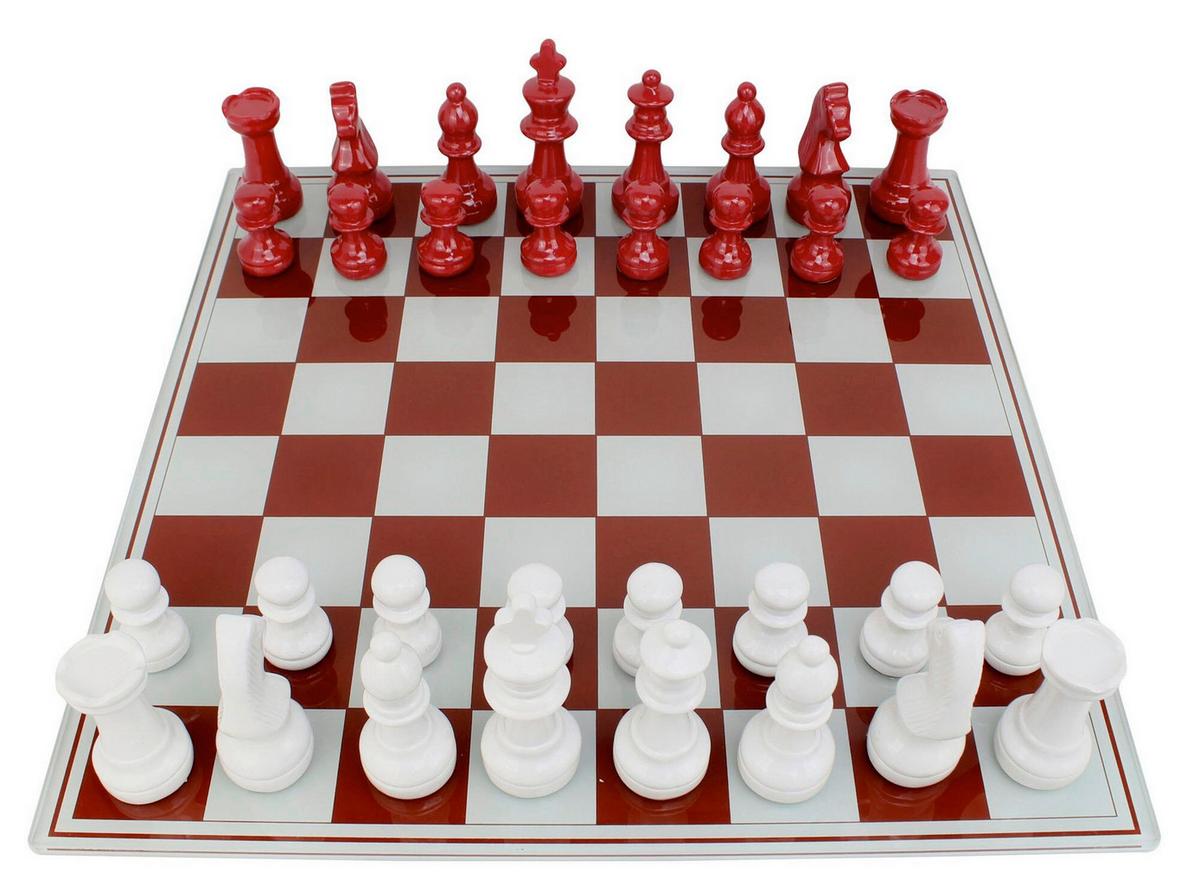 Skulptur Chess Board Red/White Multicolor - Basics, Glas/Kunststoff (61/61/14cm)