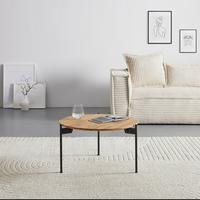 Măsuță de cafea ASSUAN - culoare lemn stejar/negru, Modern, lemn/metal (55/55/33cm) - Zandiara