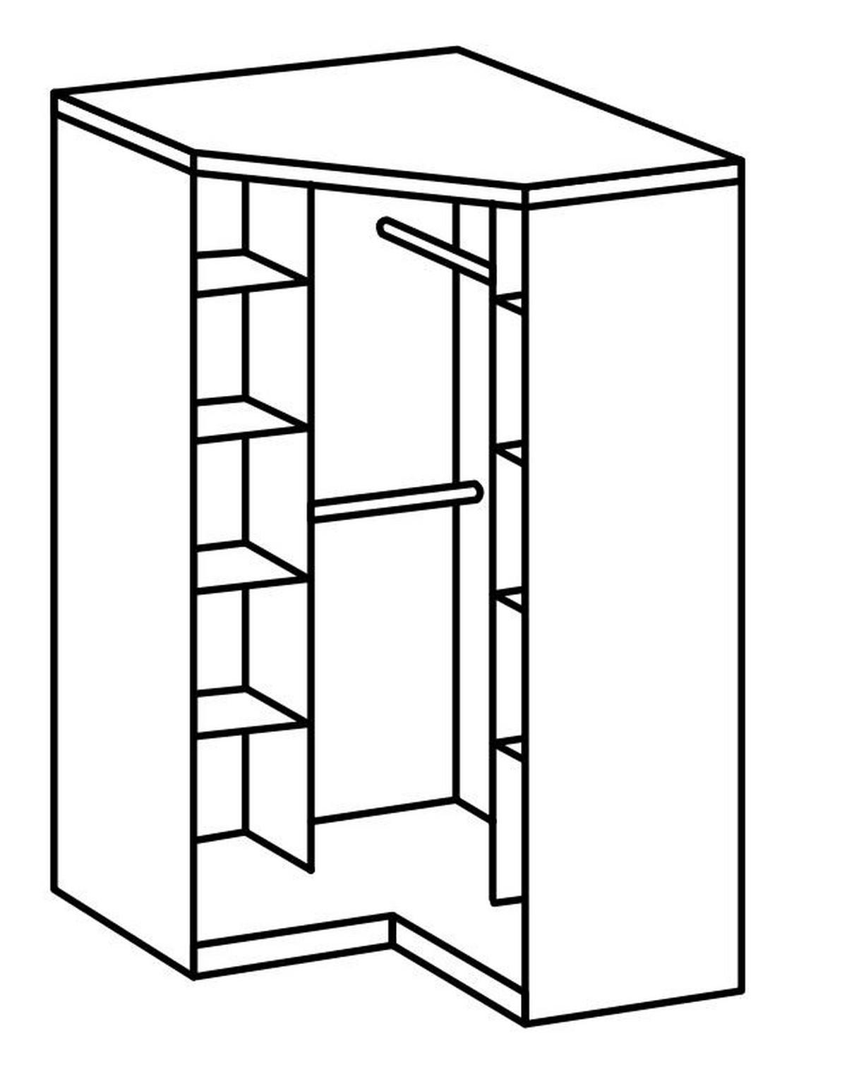 Eckschrank Clack Weiß Hochglanz - Chromfarben/Weiß Hochglanz, KONVENTIONELL, Holzwerkstoff (95/198/95cm)