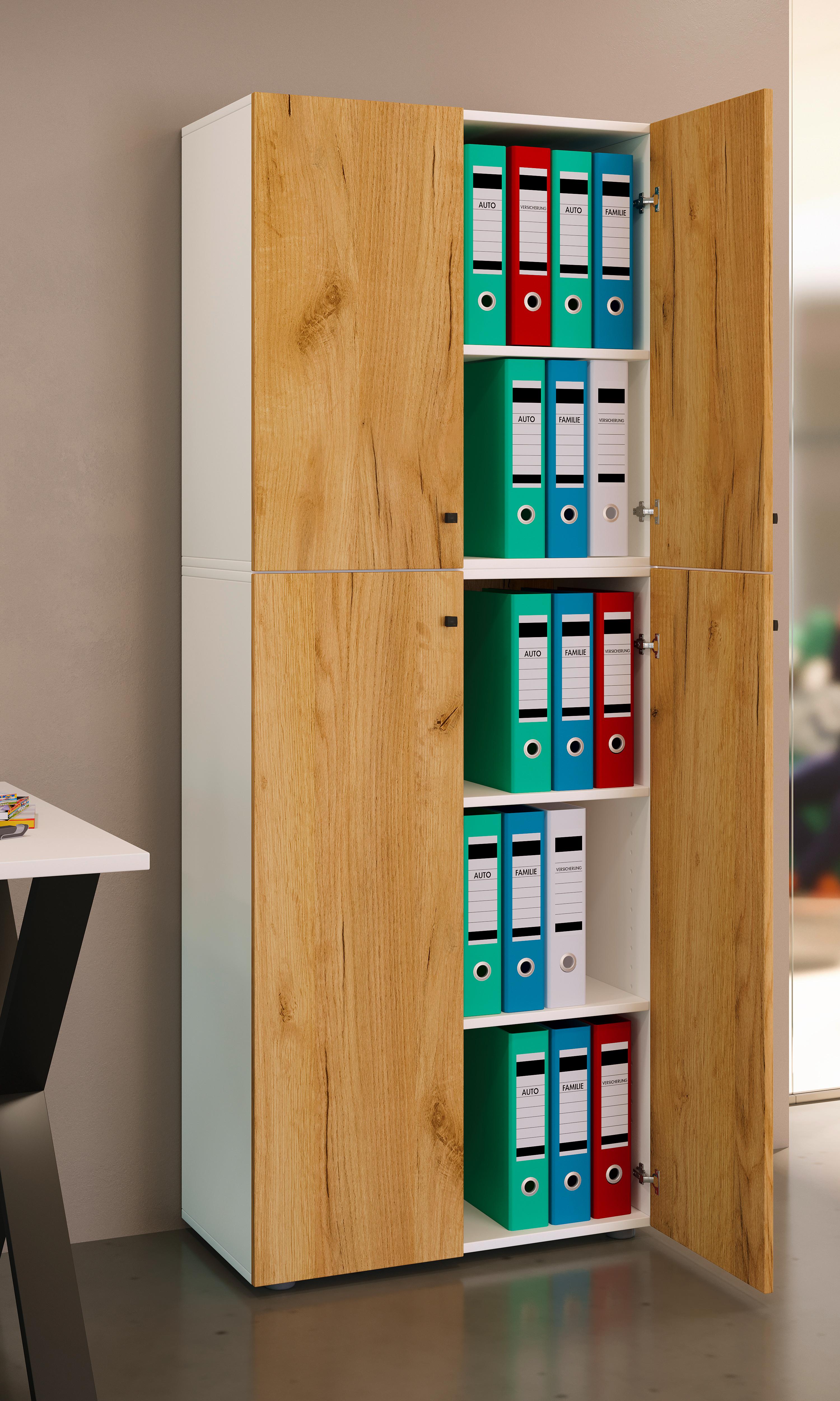 AKTENSCHRANK LONA XXL - Honigeiche/Weiss, Design, Holzwerkstoff (70/183/39cm) - MID.YOU