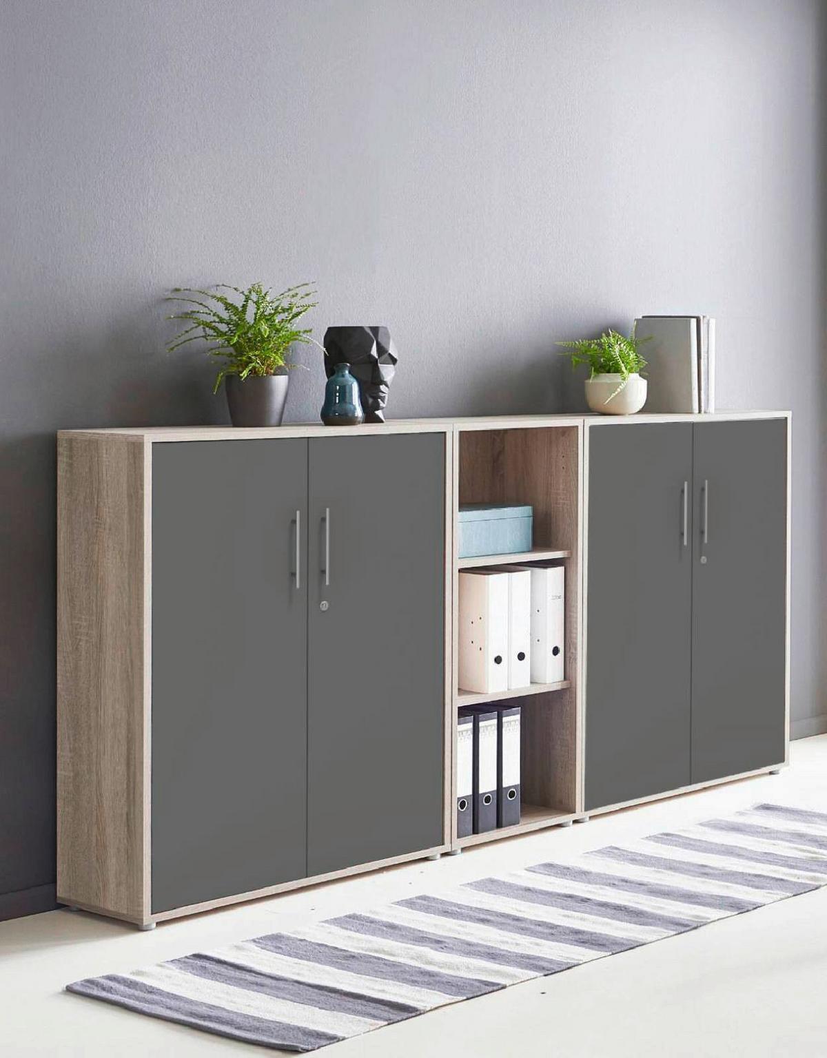AKTENSCHRANK OFFICE EDITION - SW SET 8 - Anthrazit/Sonoma Eiche, MODERN, Holzwerkstoff (212,9/113,6/33cm) - MID.YOU