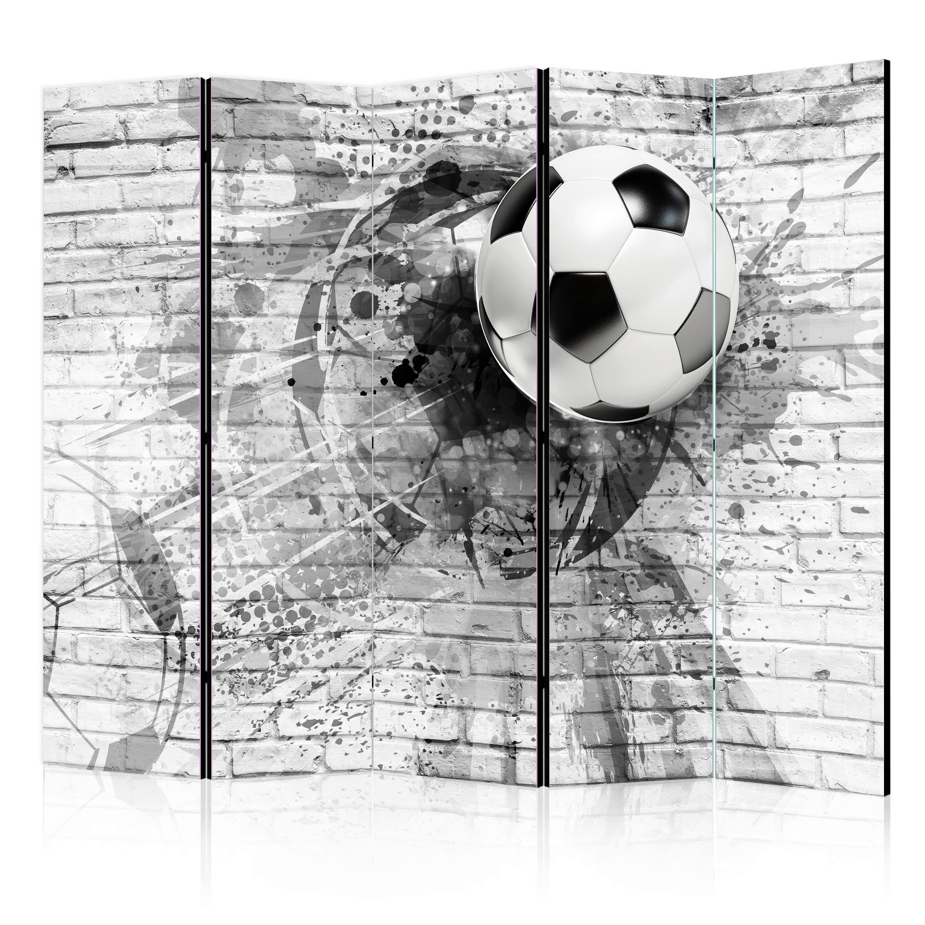Paravan Dynamic Football I, 5-Delni, Dvostranski - črna/bela, Basics, tekstil/les (225/172/3cm) - artgeist