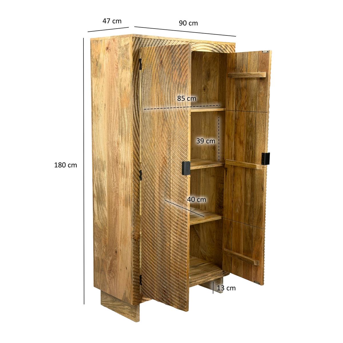Schrank Wl7.616 - Schwarz/Braun, Design, Holz/Metall (90/47/180cm) - Livetastic