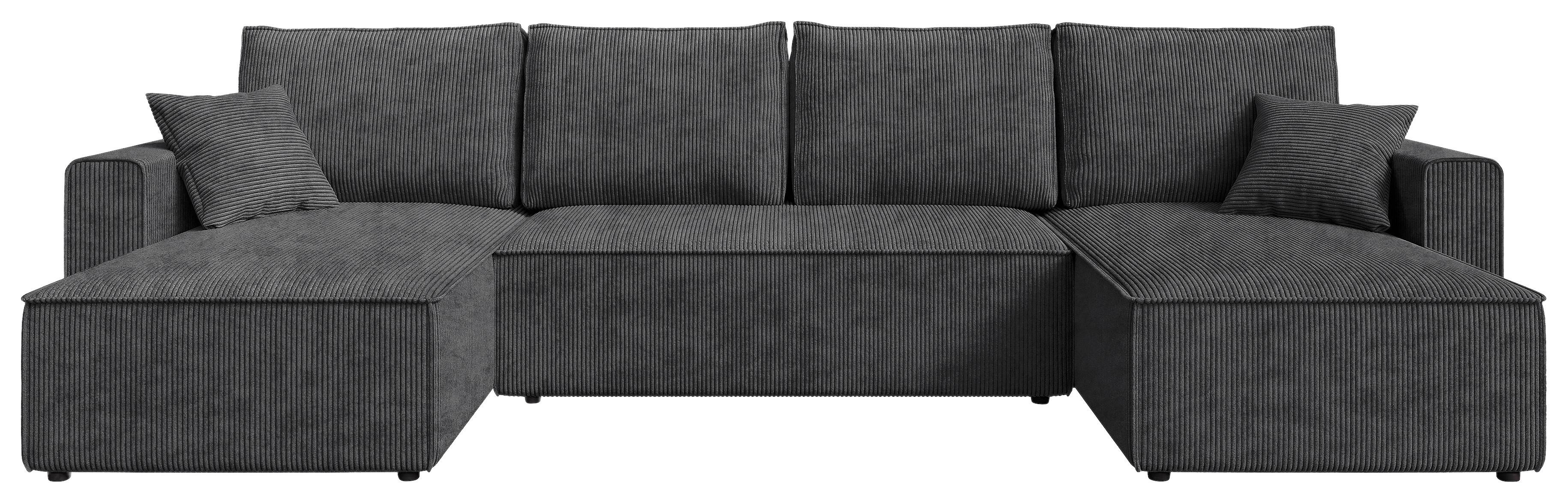 DUŻY NAROŻNIK AMBRO U - antracytowy/czarny, Konventionell, tworzywo sztuczne/tkanina (140/305/140cm) - Carryhome