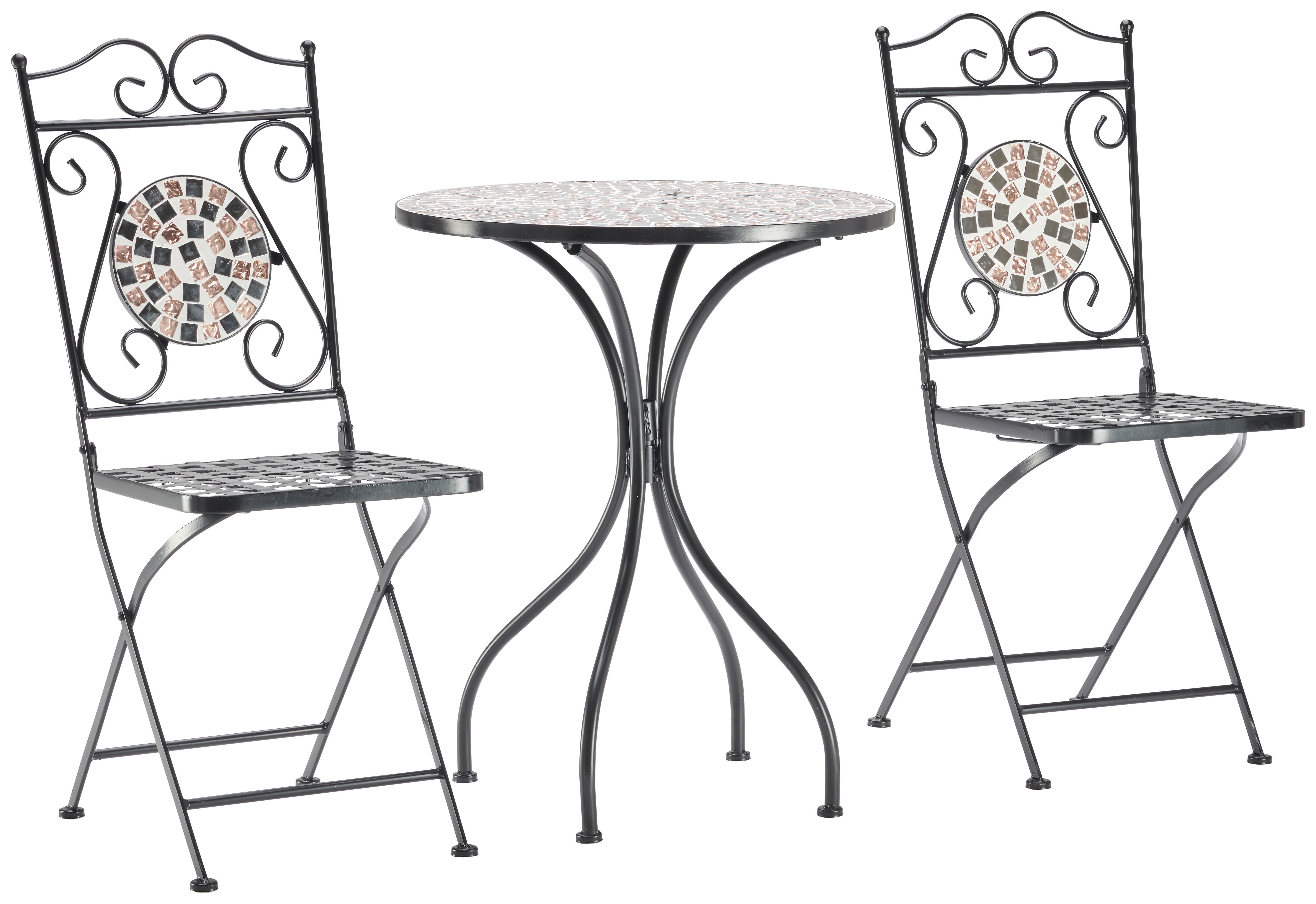 Balkonset Noah Multicolor aus Naturstein - Multicolor/Schwarz, Basics, Stein/Metall (60/72/60cm) - Mömax
