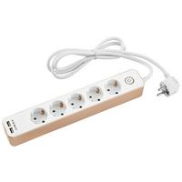 Multipriză Alan - alb/auriu, plastic (31,1/5,1/4cm) - Mömax