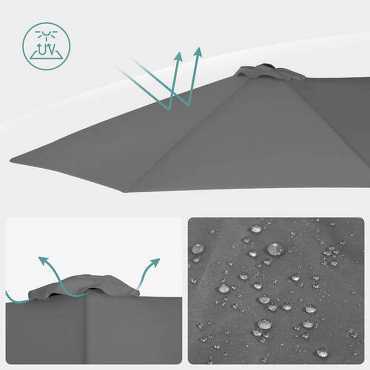 Sonnenschirm Doppelseitig Schwarz/Grau ca. 460x270cm - Schwarz/Grau, Basics, Textil/Metall (460/270cm) - Modante