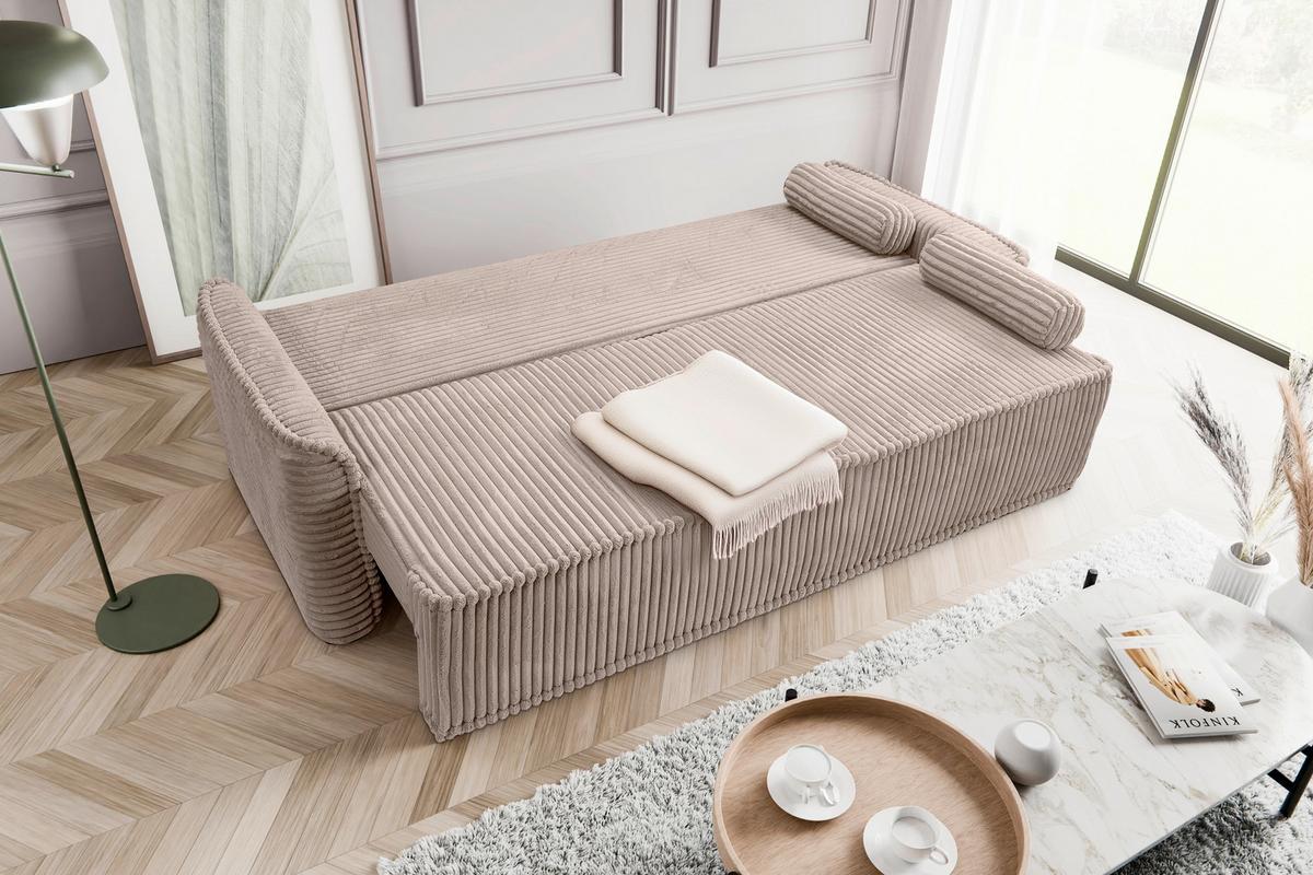 Schlafsofa Grubs Graubeige - Greige/Schwarz, Basics, Holz/Kunststoff (225/96/93cm) - MID.YOU