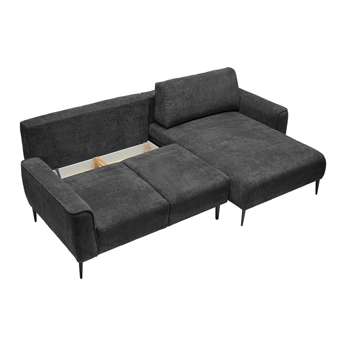 Ecksofa Custom Schwarz - Schwarz, MODERN, Textil/Metall (255/85/164cm) - Mömax