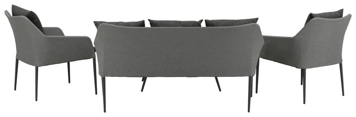 Loungegarnitur Spoga 4-tlg. Grau/Schwarz - Schwarz/Grau, KONVENTIONELL, Textil/Metall - Gardenson