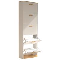 Schuhschrank HALOM XL Weiß ca. 59x170x22 cm - Honigeiche/Weiß, LIFESTYLE, Holzwerkstoff (59/170/22cm) - MID.YOU