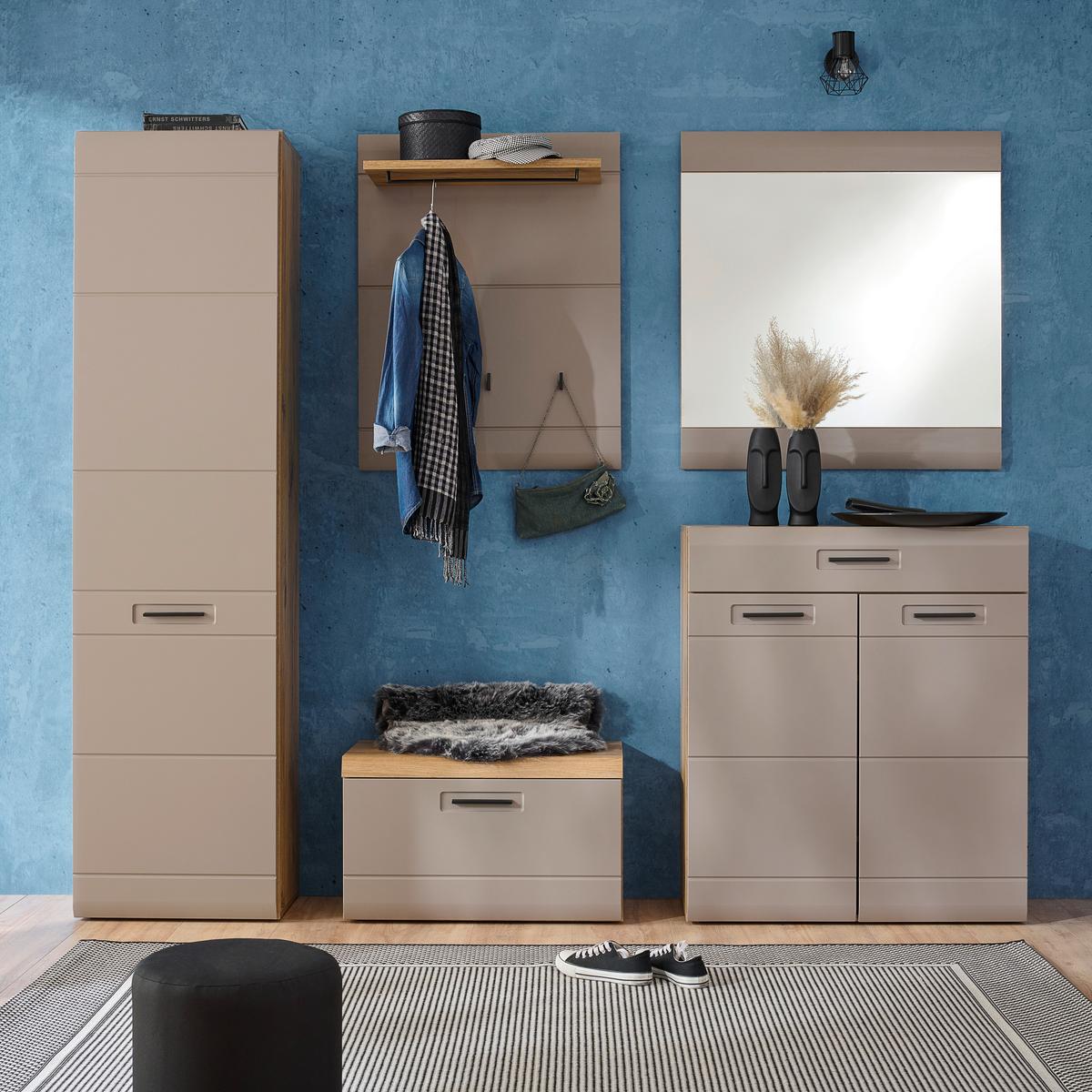 Panou cuier AURIS - culoare lemn stejar/gri, Modern (70/90/30cm) - Modern Living