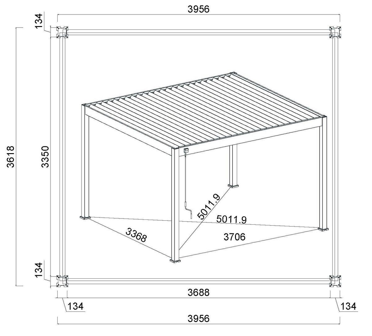 Pergola Deluxe ca. 360x400 cm Weiß Netzbetrieb inkl. LED - Weiß, Basics, Metall (360/255/400cm) - Gardenson