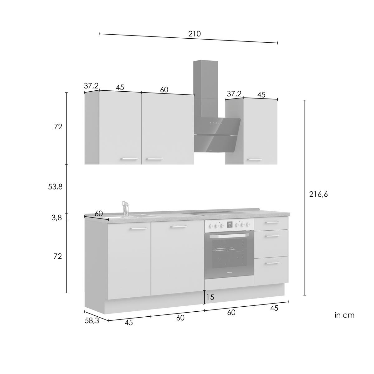 Küchenleerblock Senso High o. Geräte Olivgrün - Eichefarben/Schwarz, ROMANTIK / LANDHAUS, Holzwerkstoff/Metall (210cm) - Nobilia
