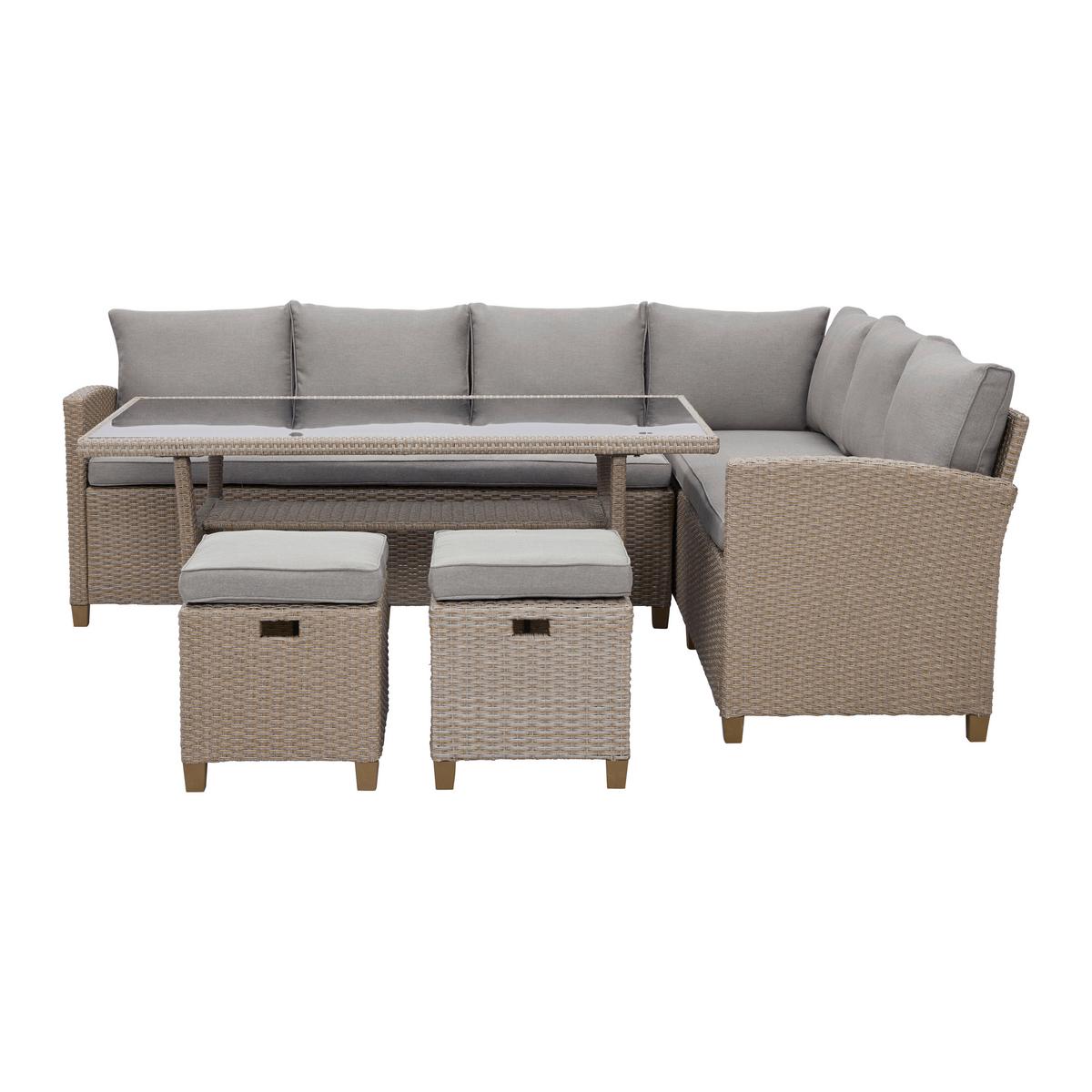 Gartenlounge Liow 2 In Beige - Beige/Braun, Glas/Kunststoff (235/175cm) - Mömax