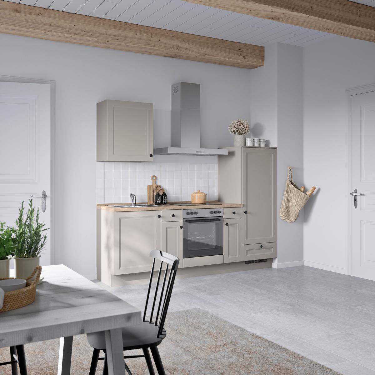 Küchenblock Cascada Low m. Geräten Grau - Eiche dunkel/Schwarz, MODERN, Holzwerkstoff/Metall (240cm) - Nobilia