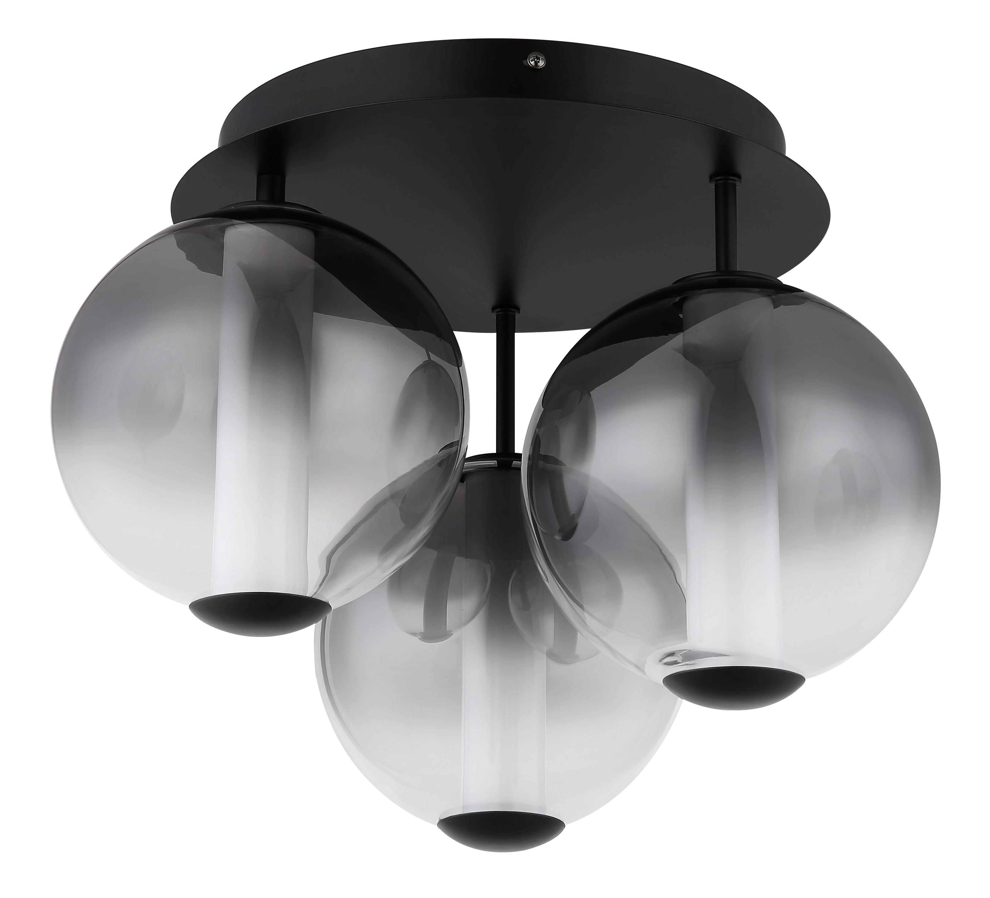 LED-DECKENLEUCHTE 15798-3D LACY - Weiss/Schwarz, Konventionell, Glas/Kunststoff (38/29,5cm) - Globo