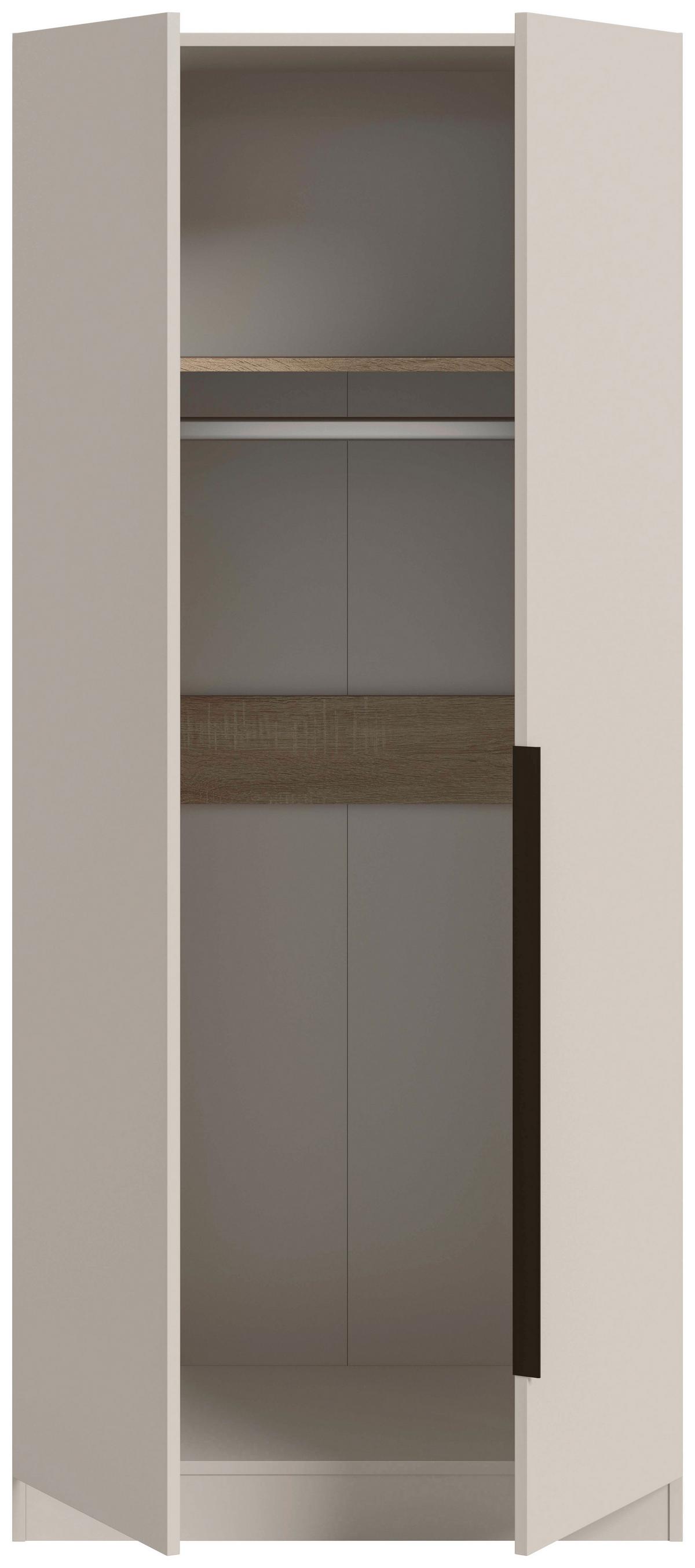 Drehtürenschrank Kopenhagen Kaschmir - Kaschmir/Schwarz, MODERN, Holzwerkstoff/Kunststoff (80/181/52cm) - Livetastic