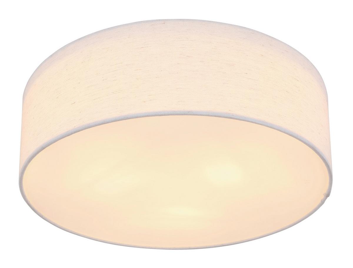 Deckenleuchte Ava in Beige max. 25 Watt - Beige/Weiß, Basics, Textil/Metall (40/12cm) - Globo