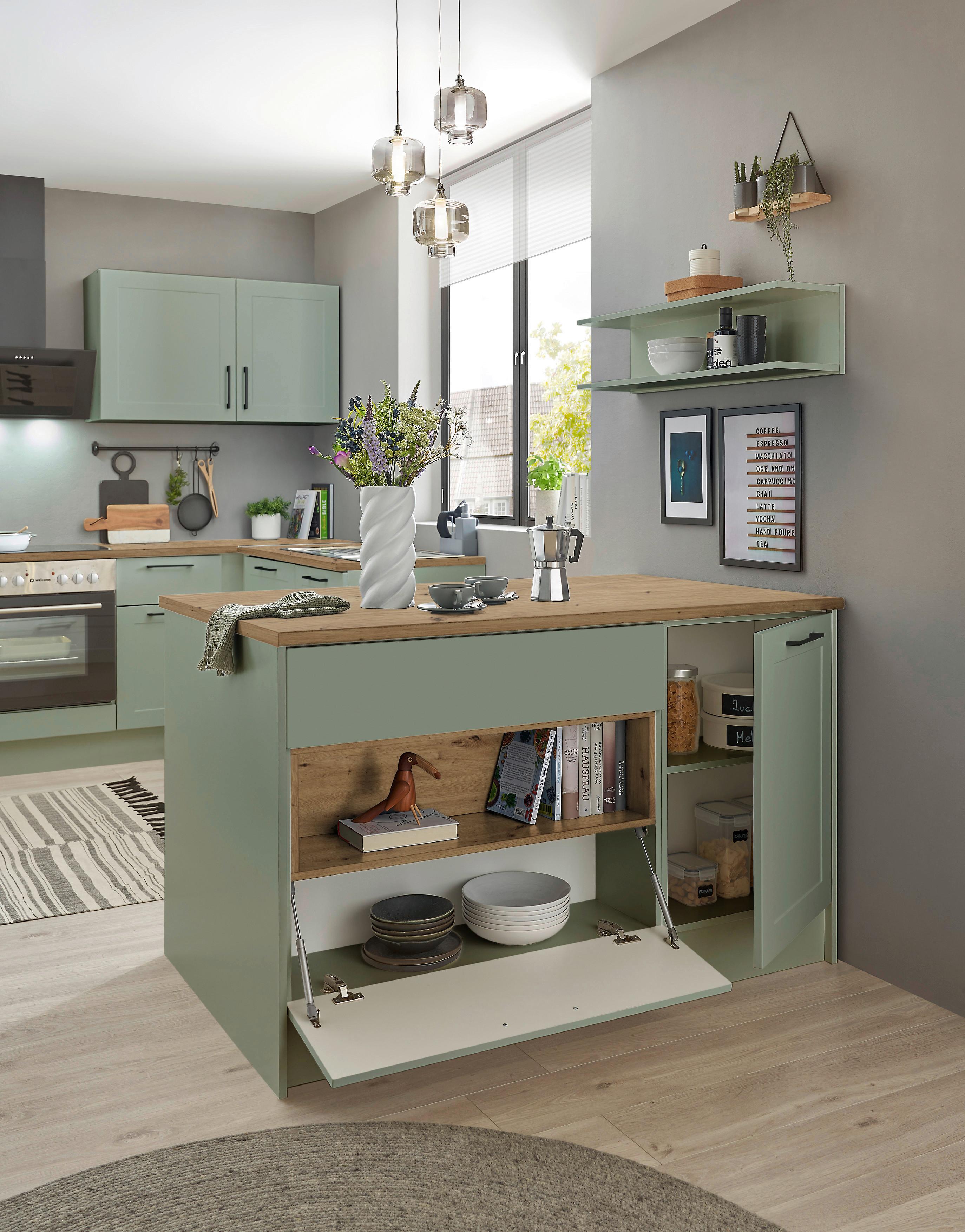 Konyhasziget Marseille I 145 Green2 - fekete/Artisan tölgy, Design, faalapú anyag/fém (145/90/90cm) - MID.YOU