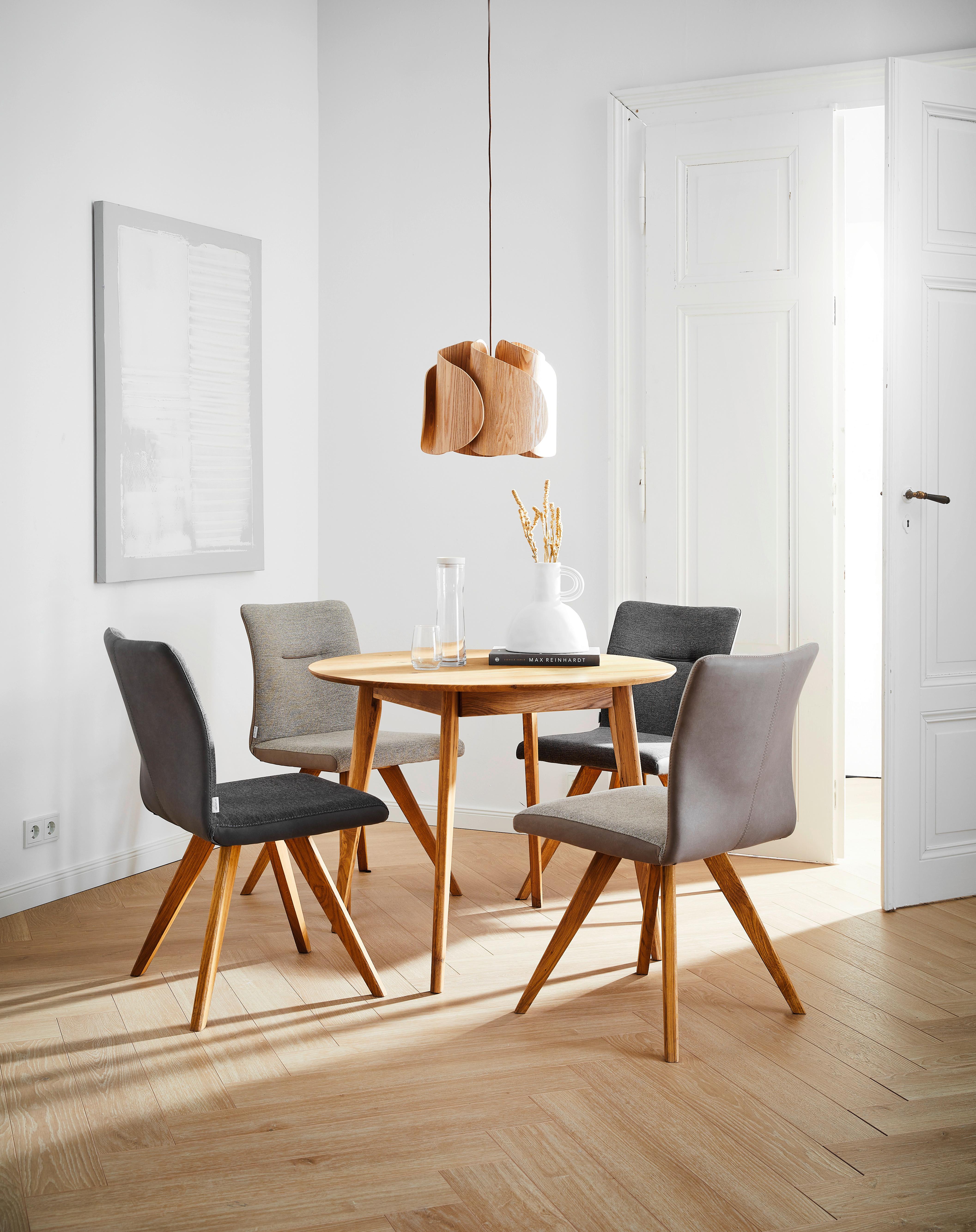 KRZESŁO ROM - kolor dębowy/beżowy, Konventionell, drewno/tkanina (51,5/87,5/63cm) - Linea Natura