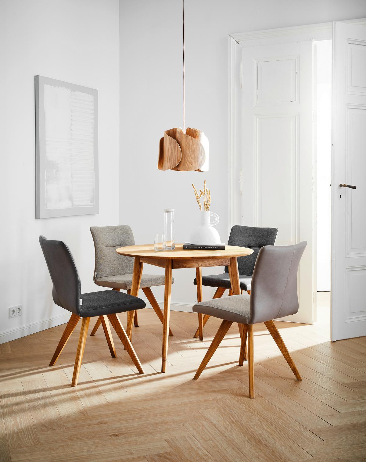 KRZESŁO ROM - kolor dębowy/beżowy, Konventionell, drewno/tkanina (51,5/87,5/63cm) - Linea Natura