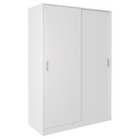 Schiebetürenschrank in Weiß ca. 140x204x60cm - Chromfarben/Weiß, KONVENTIONELL, Holzwerkstoff/Kunststoff (140/205/60cm) - Based