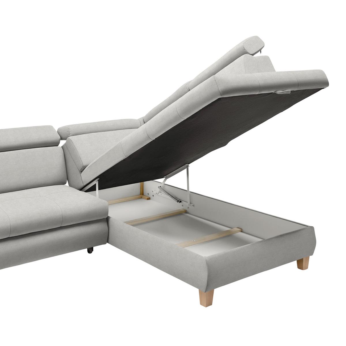 Ecksofa Lugo Hellgrau - Hellgrau, MODERN, Holz/Kunststoff (266/98/205cm) - Mömax